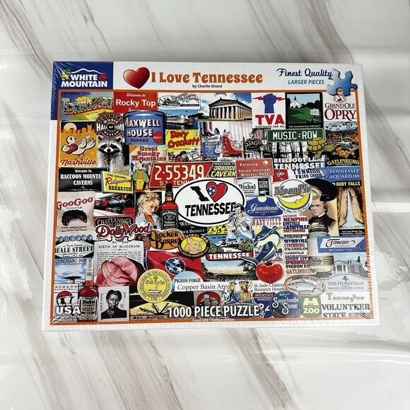White Mountain I Love Tennessee 1000pc. Puzzle By Charlirle Girard (NEW SEALED) - Picture 1 of 9